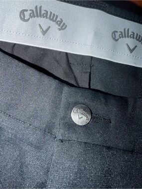 Callaway Black Golf Pants with Logo Button